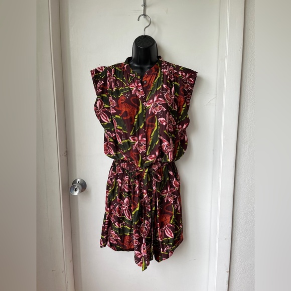 scotch and soda Floral Print Playsuit romper jumpsuit. Tiger tropical print sz L - Picture 6 of 17